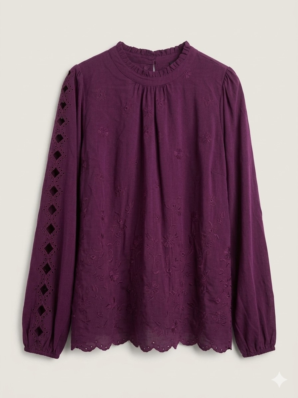 torrid Plum Embroidered Long-Sleeve Blouse